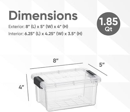 Superio Storage Bins with Lids- 2 Pack, 1.85 Qt Clear Boxes - Image 2