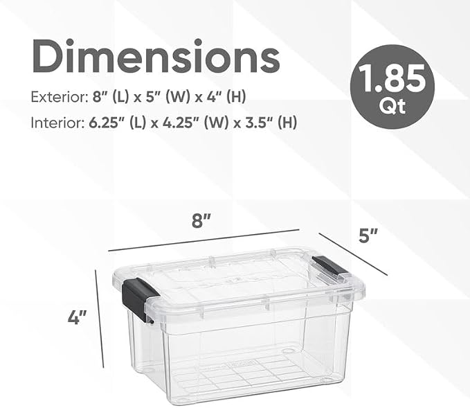 Superio Storage Bins with Lids- 6 Pack, 1.85 Qt Clear Boxes - Image 2