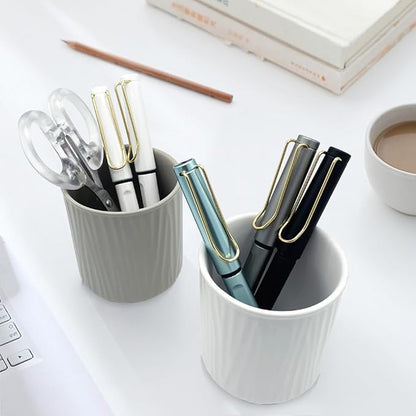 Round Ceramic Pen Holder for Desk Cute Pencil Cup Pot Desk Organizer for Girls - Image 5