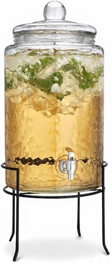 HC Classic Hammered Glass Ice Cold Beverage Drink Dispenser by MosJos