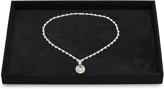 Black Microfiber Jewelry Display Flat Tray Ring Necklace Watch Organizer by Woodten