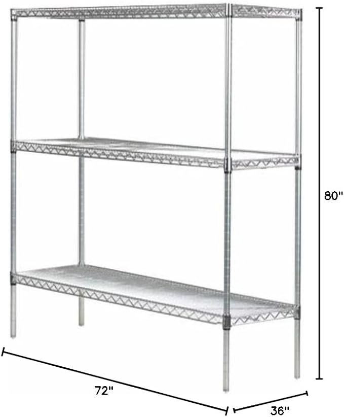 Omega 36" Deep x 72" Wide x 80" High 3 Tier Chrome Starter Shelving Unit - Image 2