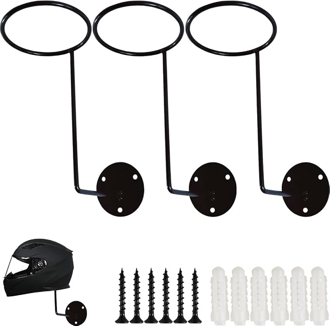 TIHOOD 3PCS Helmet Hanger Helmet Holder Rack Wall Mounted Hook by Tihood