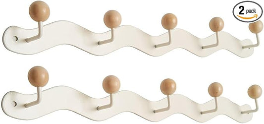 Coat Rack Wall Mount, Anti-Tear Wooden Ball Hook Rail, Heavy Duty Metal Coat by RightEleganceJoy
