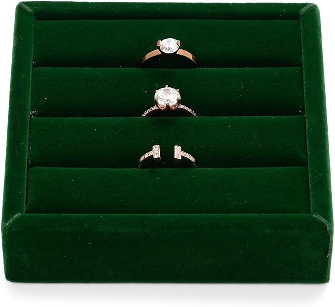 Green Velvet 3-Slots Jewelry Ring Display Tray Showcase Small Jewelry Display - Image 7