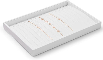 Oirlv Premium White Leather Stackable Jewelry Tray 18 Gird Necklace Bracelet - Image 5