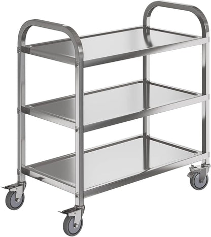 3 Shelf Stainless Steel cart, 400 lbs, 1MM Thick，Serving cart by Amarite