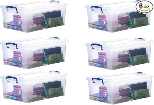 Superio Storage Bins with Lids- Clear Boxes by Superio