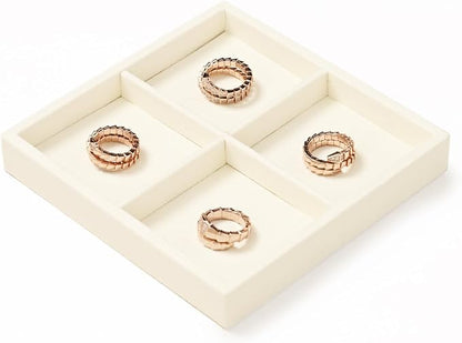 Oirlv Microfiber 4 Grids Stackable Jewelry Display Trays Showcase Jewelry - Image 6
