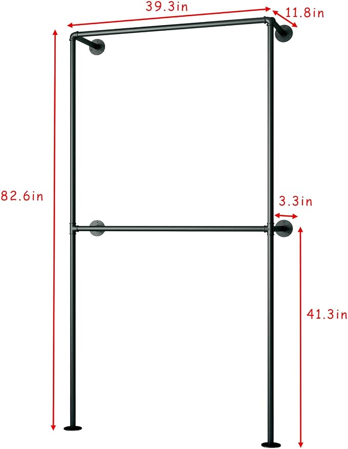 Industrial Pipe Clothing Rack Wall Mounted Garment Rack, Laundry Room - Image 3