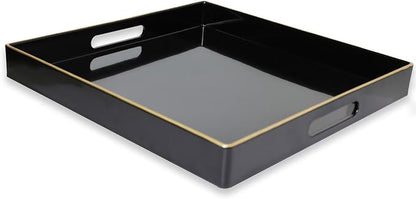 Spsyrine Black Decorative Tray for Living Room, Square Modern Plastic Coffee by Spsyrine