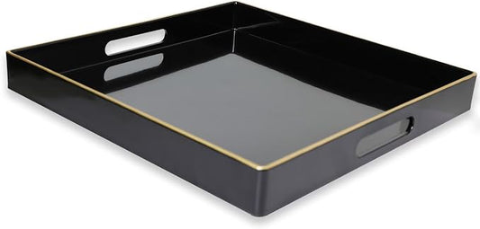 Spsyrine Black Decorative Tray for Living Room, Square Modern Plastic Coffee by Spsyrine