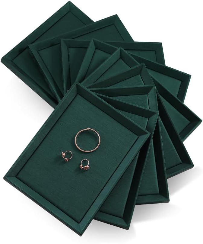 Flat Tray For Jewelry, Premium Green Leather Jewelry Tray, Large Jewelry - Image 4