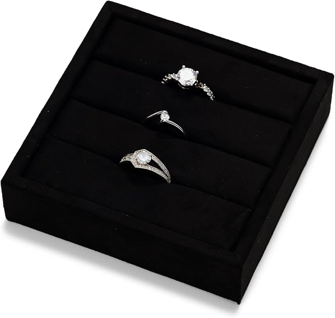 Black Velvet 3-Slots Jewelry Ring Display Tray Showcase Small Jewelry Display - Image 2