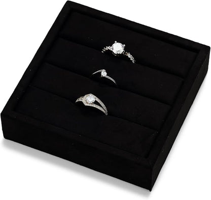Black Velvet 3-Slots Jewelry Ring Display Tray Showcase Small Jewelry Display - Image 2