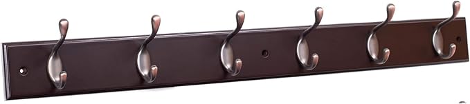BIRDROCK HOME Oval Hook Coat and Hat Rack | 6 Hooks| Wall Mount | Brown Finish by BIRDROCKHOME