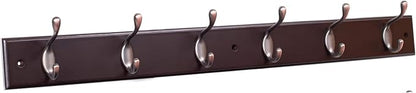 BIRDROCK HOME Oval Hook Coat and Hat Rack | 6 Hooks| Wall Mount | Brown Finish by BIRDROCKHOME