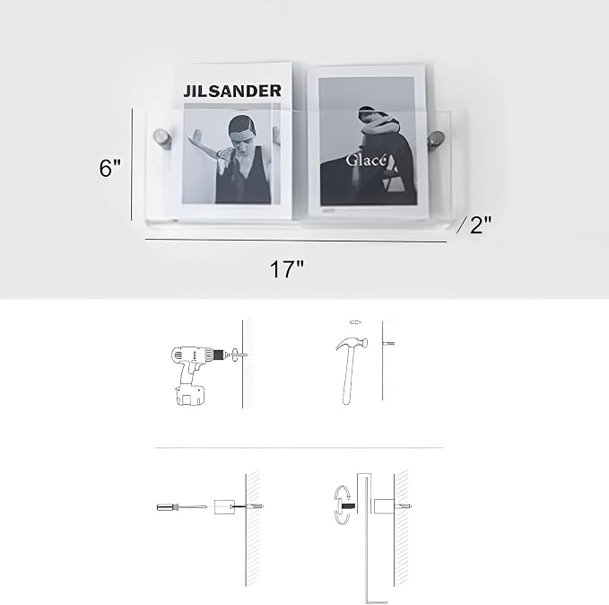 ROYALITA 2-Pack Acrylic Magazine Holder Vinyl Records Holder, Display Floating - Image 6