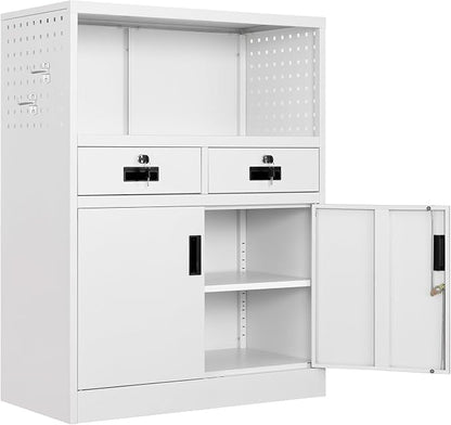 Yizosh Locking Cabinet with 2 Drawers, Metal Storage Cabinet with Locking Doors by Yizosh