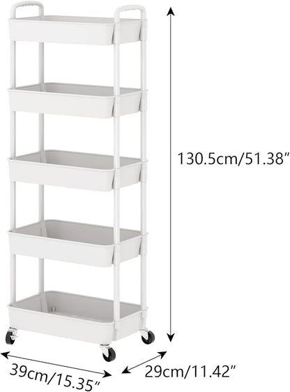 Sywhitta 5-Tier Plastic Rolling Utility Cart - Image 8