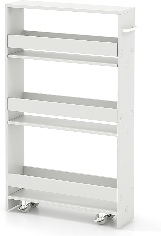 MAT EXPERT Slim Rolling Storage Cart, 4-Tier Freestanding Slim Storage Cart by MATEXPERT