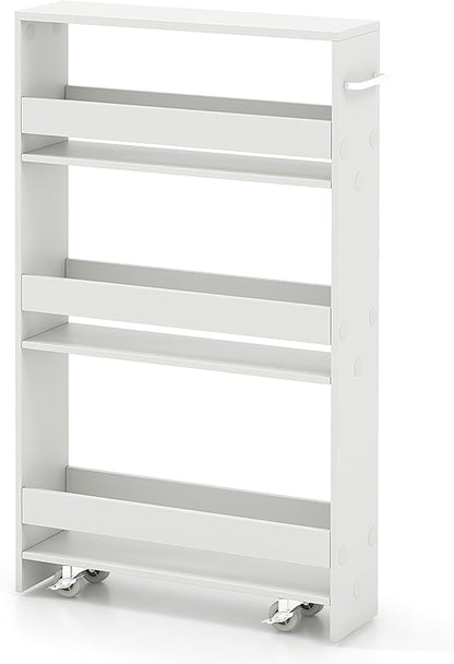 MAT EXPERT Slim Rolling Storage Cart, 4-Tier Freestanding Slim Storage Cart by MATEXPERT