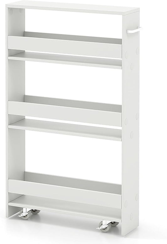 MAT EXPERT Slim Rolling Storage Cart, 4-Tier Freestanding Slim Storage Cart by MATEXPERT