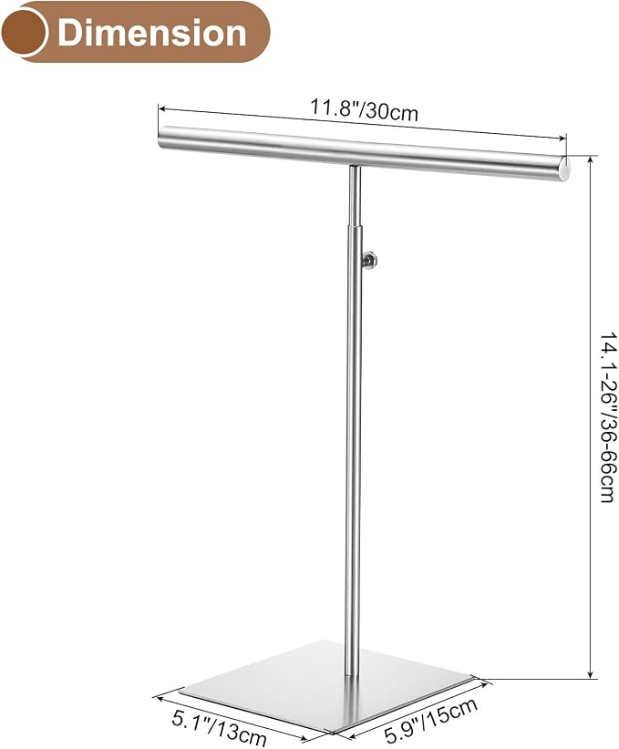uxcell Necklace Display Stand Adjustable Height Jewelry Rack T Bar Tabletop - Image 2