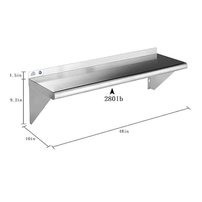 ROCKPOINT Stainless Steel Shelf 10 x 48 Inches 280lb, 2 Pack NSF Metal - Image 2