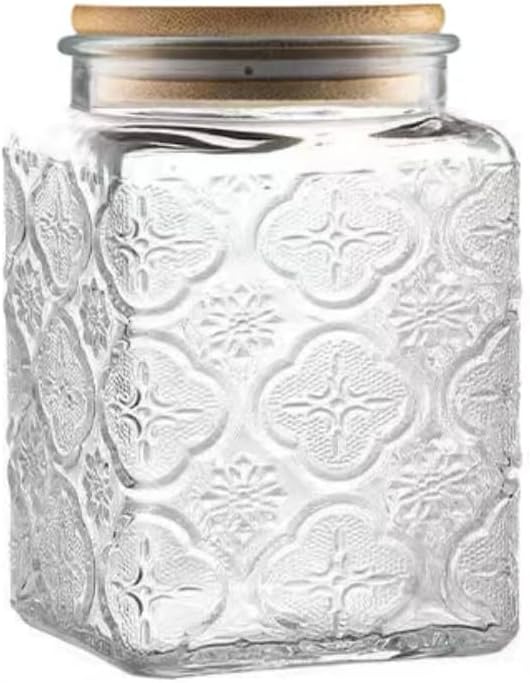 ANSQU 25.3 FL OZ Square Glass Jar, Glass Storage Canister by ANSQU