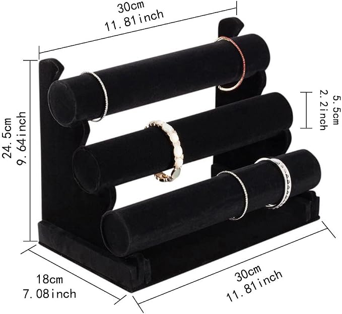Wudygirl Bracelet Holder Velvet 3 Tier Jewelry Display Stand Storage Watch - Image 6