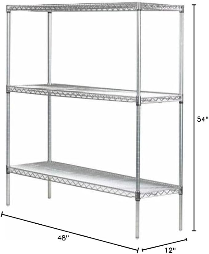 Omega 12" Deep x 48" Wide x 54" High 3 Tier Chrome Starter Shelving Unit - Image 2