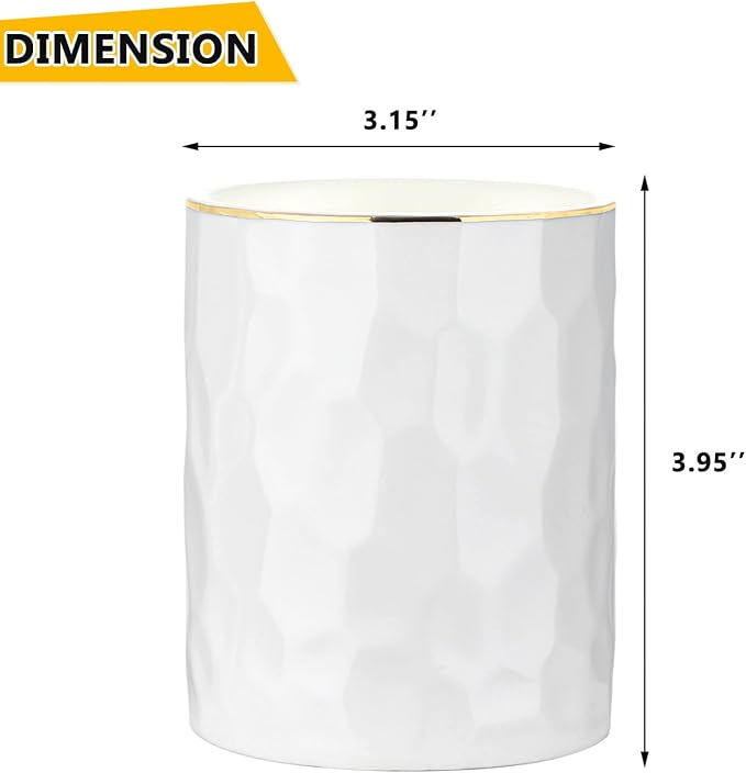 WHJY Ceramic White Pencil Cup, Makeup brushes Holder, Modern Geometry Design - Image 2