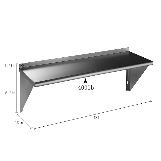 ROCKPOINT Stainless Steel Shelf 18 x 48 Inches 400lb, NSF Metal Commercial - Image 3