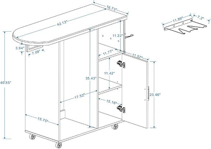 Rolling Ironing Board with Storage Cabinet, Ironing Table with Heat-Resistant - Image 7
