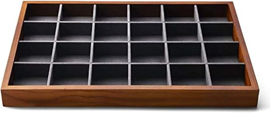 Oirlv 24 Grid Wood Jewelry Tray Microfiber Interior Jewelry Drawer Organizer by Oirlv