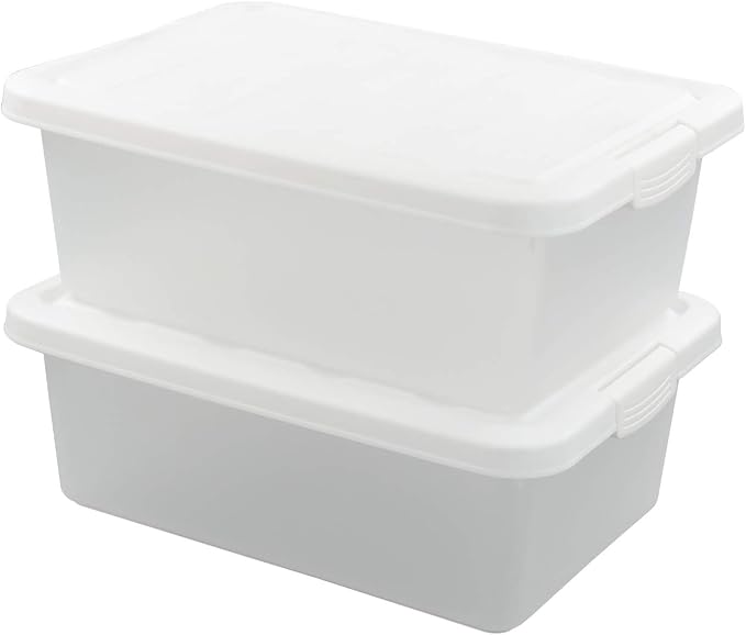 14 Quart Clear Storage Box, Underbed Plastic Latch Box by Ucake