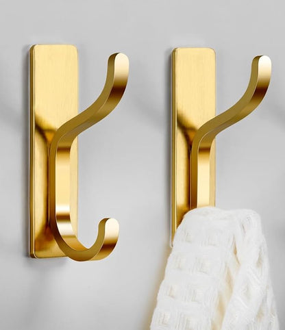 pickpiff Adhesive Wall Hooks for Hanging Towels: Brushed Gold Stainless Steel - Image 6