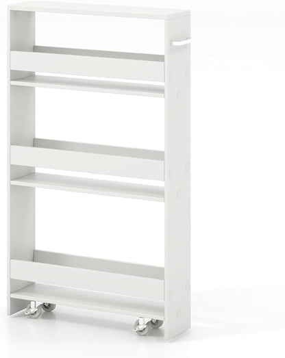 Giantex Slim Storage Cart 4 Tier, Rolling Narrow Island Cart, Side Cabinet - Image 9