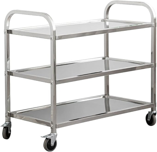 uyoyous 3 Tier Stainless Steel Utility Cart 37"x20"x37" Commercial Heavy Duty by uyoyous