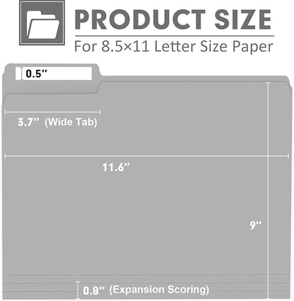 File Folder, PANDRI 120 Pack File Folder, 1/3 Cut Tab, Letter Size, Filing - Image 2
