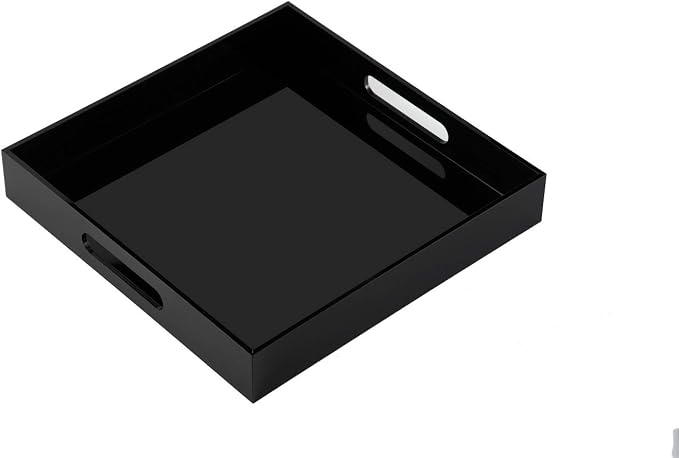Glossy Black Acrylic Serving Tray by KEVLANG