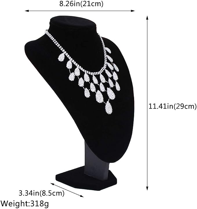 Wudygirl Black Velvet 3-Dimensional Necklace Bust Display Holder Jewelry Neck - Image 7