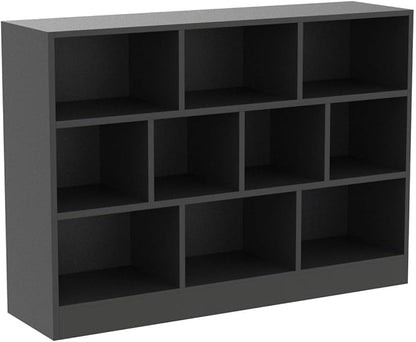 Cozy Castle Black Bookshelf, 3-Tier Open Shelf Bookcase, 10 Cube Storage - Image 4