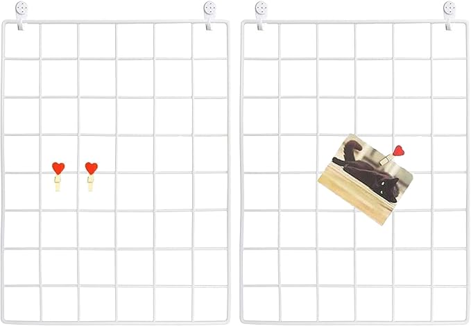GBYAN Wall Grid 2 Pack Wire Photo Grid Panels Memo Board Wall Organizer by GBYAN
