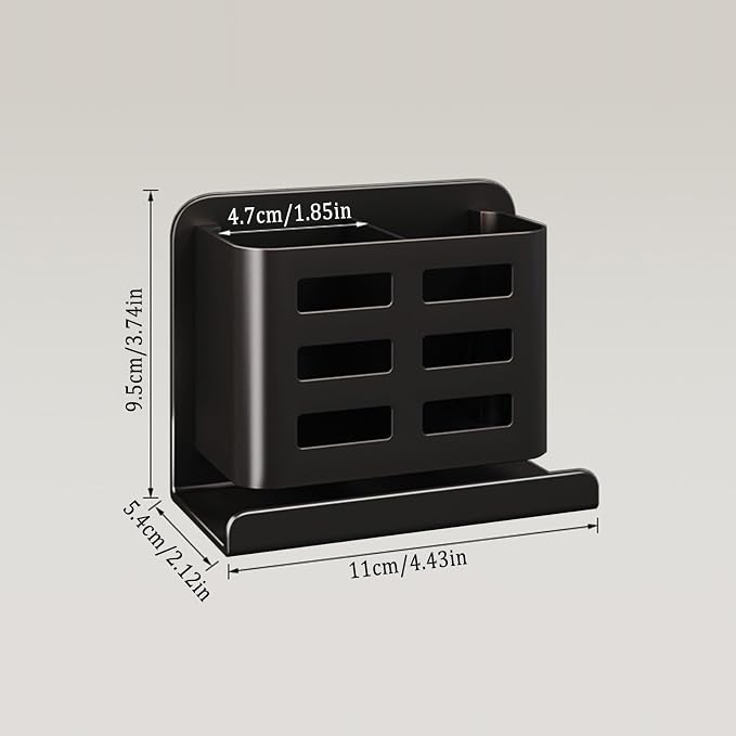 Black Wall-Mounted Toothbrush Holder, Aluminum Material Shower Shaver Storage - Image 2