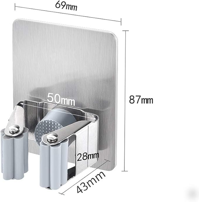 HANZE 2 Pack Stainless Steel Mop Broom Holder Organizer, Self Adhesive Wall - Image 5