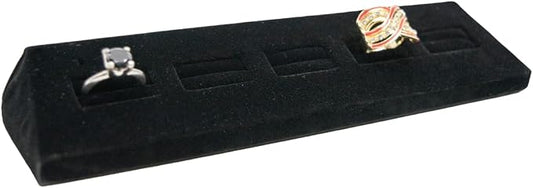 Novel Box 5-Slot Black Velvet Rings/Earrings/Cufflinks Holder Tray 8.12x1.75x1 by NovelBoxCompanyLtd