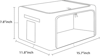 FHSQX 2 Pack Clothes Storage Bins Foldable Metal Frame Storage Box Linen Fabric - Image 4