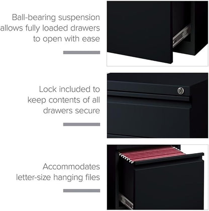 Pemberly Row 3 Drawers 27.75" Vertical Black Metal Filing Cabinet Lockable - Image 7